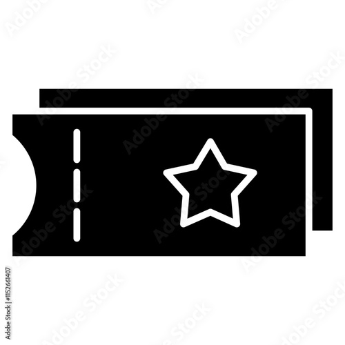 Ticket Label Icon, Black And White Glyph Icon Symbol