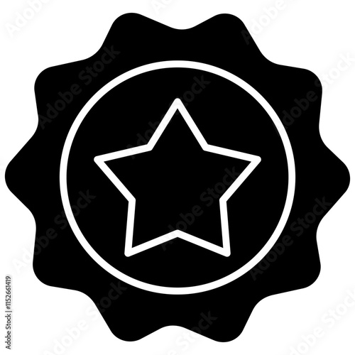 Star Award Icon, Black And White Glyph Icon Symbol