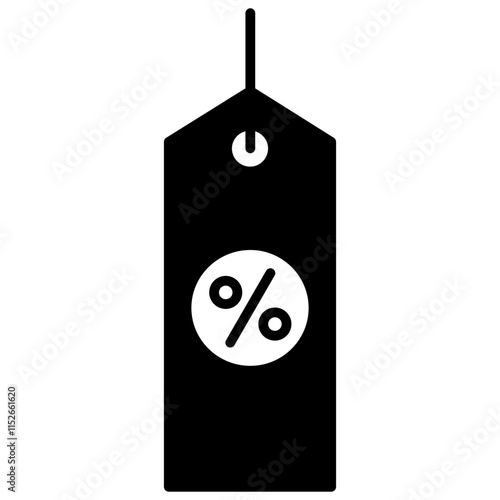 Discount Label Icon, Black And White Glyph Icon Symbol