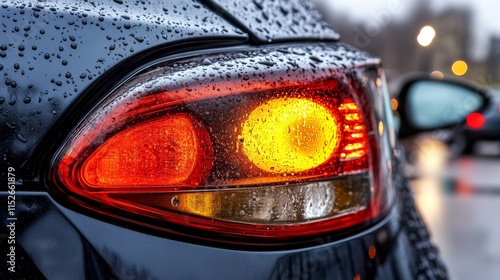 Obscured vision, raincovered car windshield on a gloomy day rainy photo