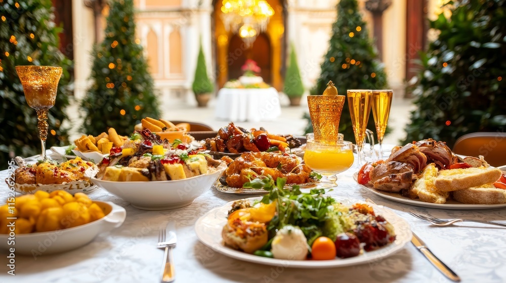Luxurious Christmas Feast in Elegant Setting Luxurious Christmas Feast in Elegant Setting