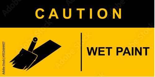Caution sign wet paint. warning bar banner background vector design.