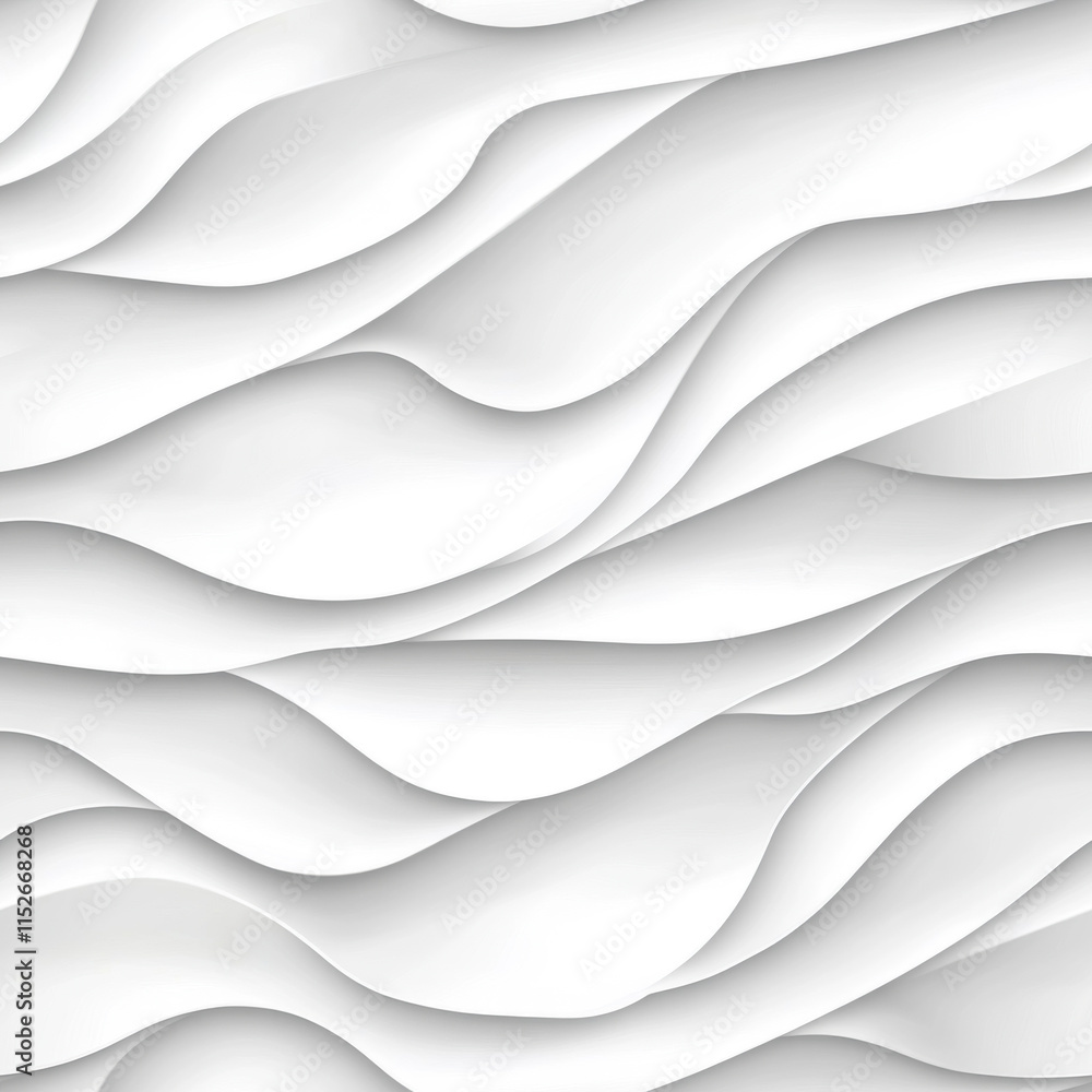 Obraz premium Smooth white waves create seamless pattern, evoking sense of calm and elegance. This design is perfect for backgrounds and modern decor