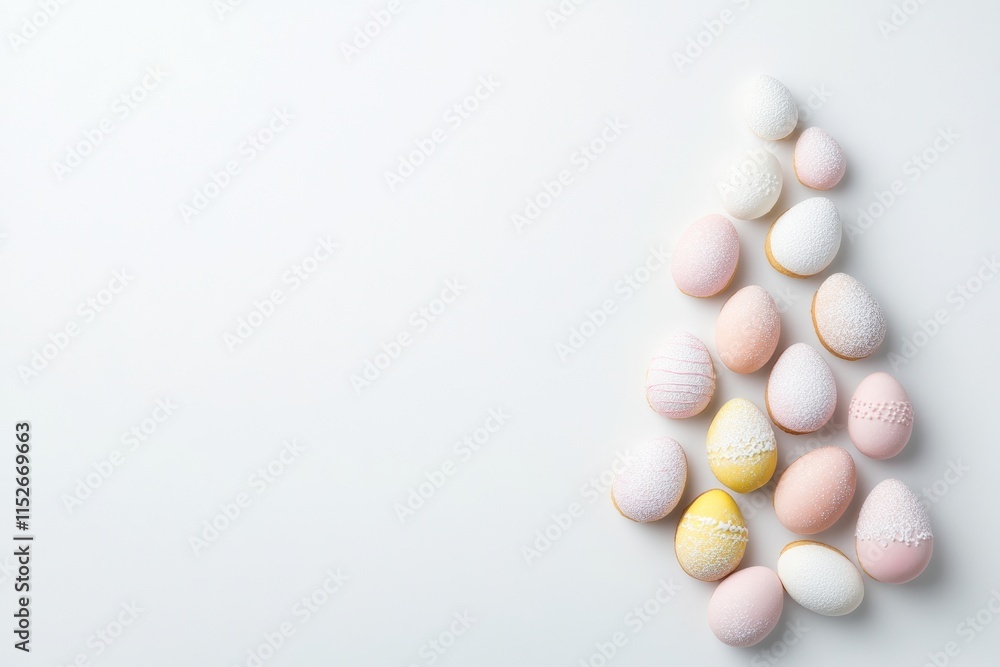 Pastel Easter Egg Cookie Tree on Minimalistic White Background Pastel Easter Egg Cookie Tree on Minimalistic White Background