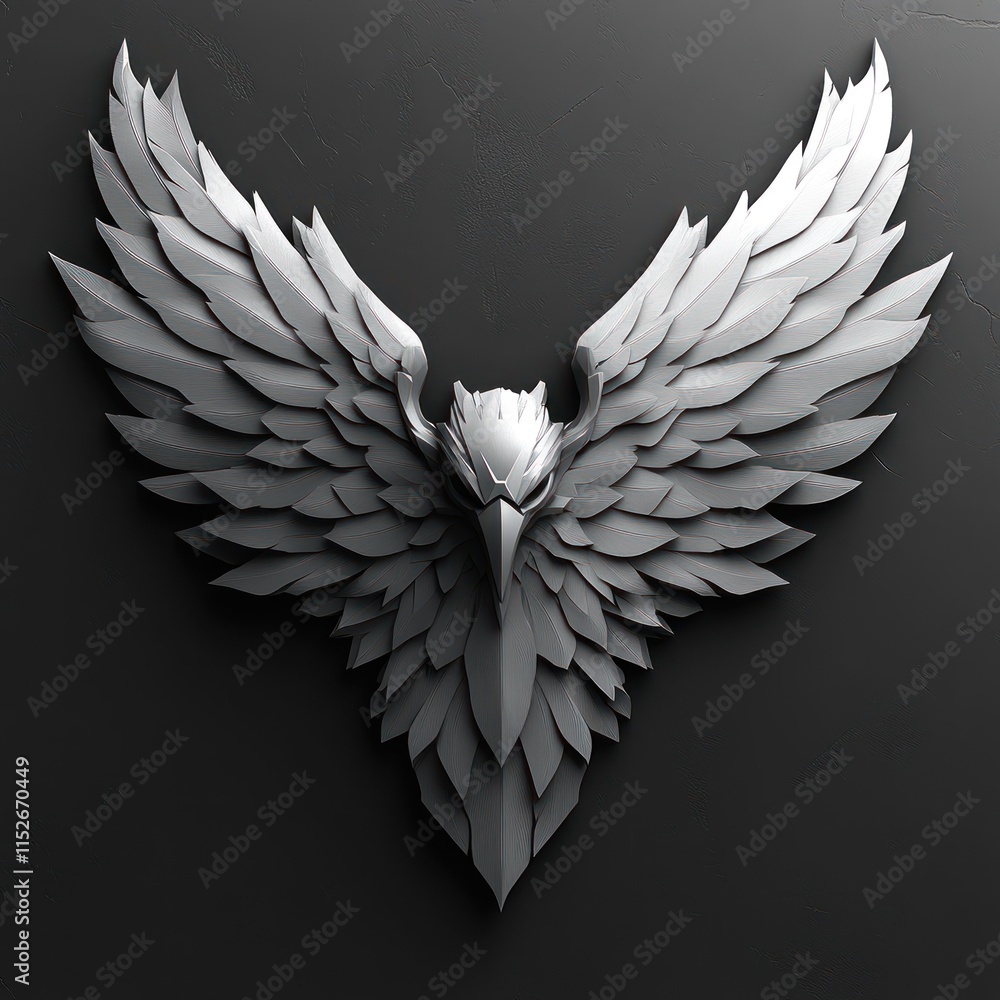 Fototapeta premium A stylized, three-dimensional eagle with intricate feather details.