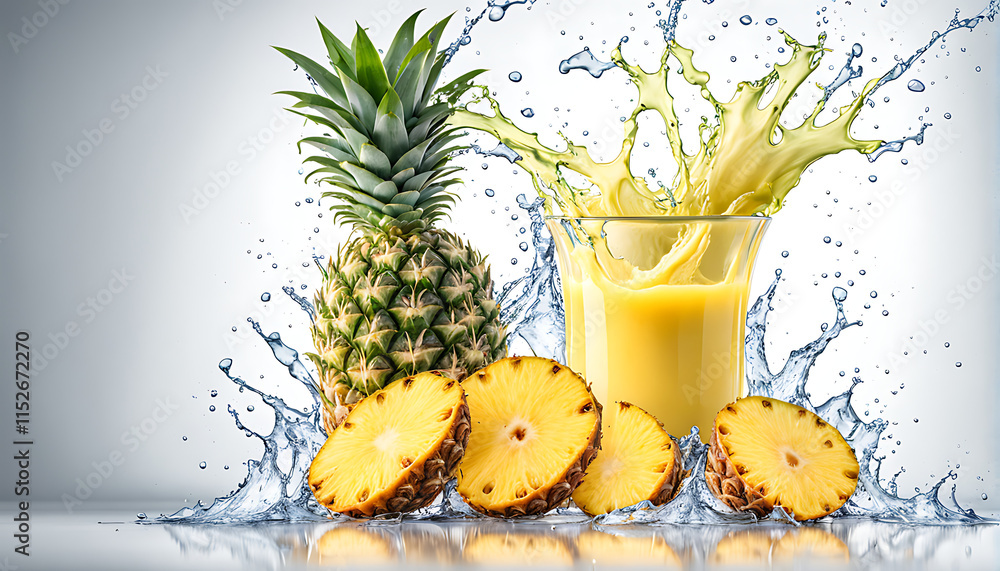 pineapple juice splash with pineapple chunks pineapple juice splash with pineapple chunks