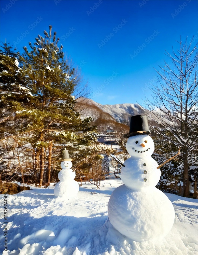 Obraz premium Landscape with snowmen