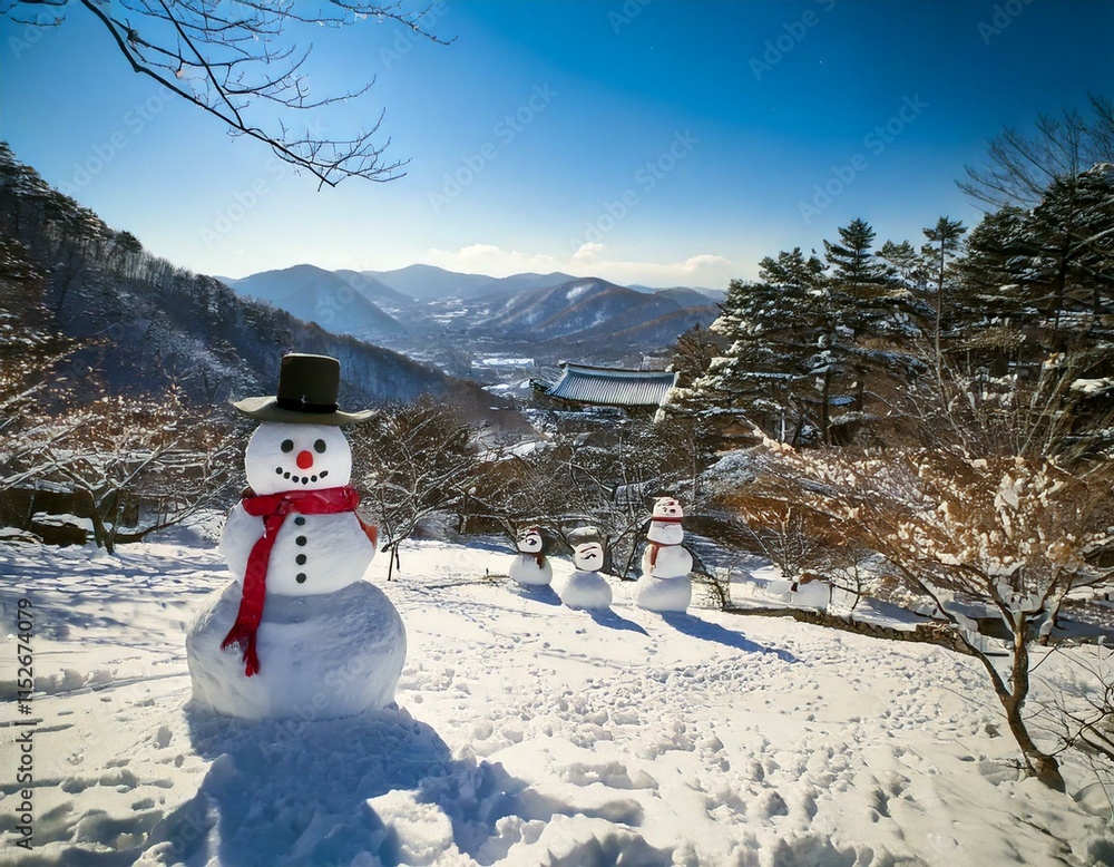 Obraz premium Landscape with snowmen