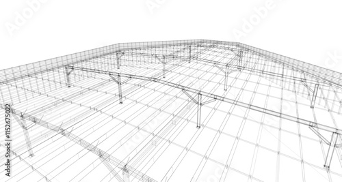 3d wireframe of building. sketch design.Vector