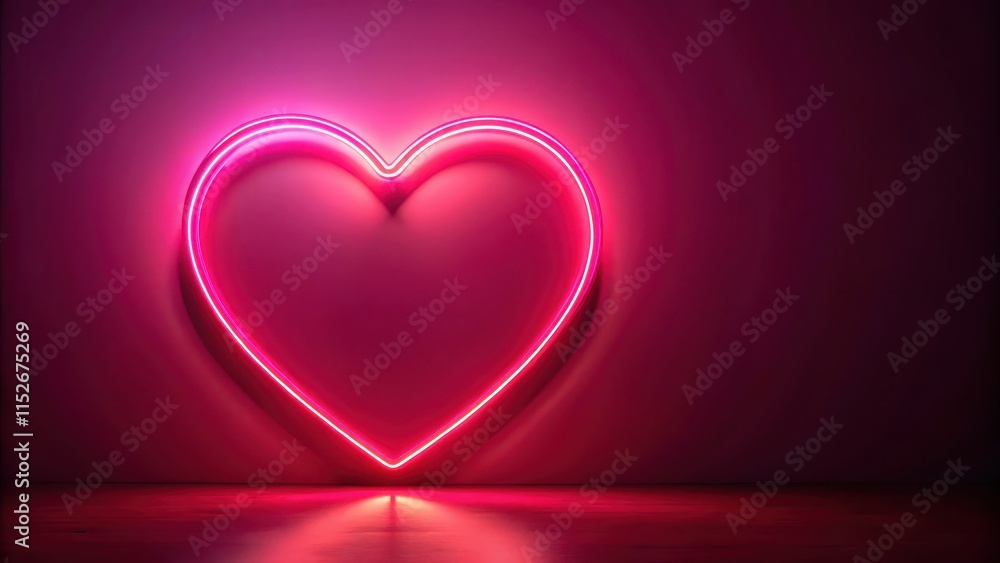 Glowing red neon heart with soft pink glow on Valentine's Day background, valentine's day, sweet, valentine's day, sweet, neon heart Glowing red neon heart with soft pink glow on Valentine's Day background, valentine's day, sweet, valentine's day, sweet, neon heart