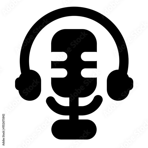 headphone podcast icon solid style
