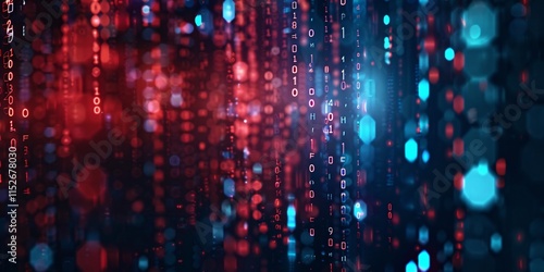 Wallpaper Mural A sleek blue and red technology background overlaid with binary code. Torontodigital.ca