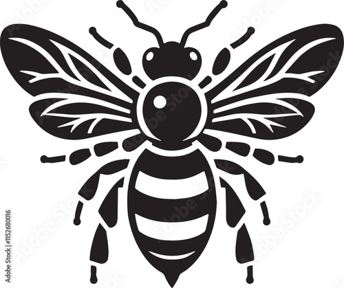 Bee Silhouette line art vector illustration on white background