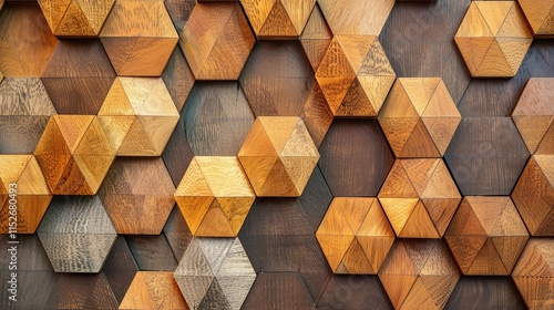 Wooden Hexagon Pattern Wall