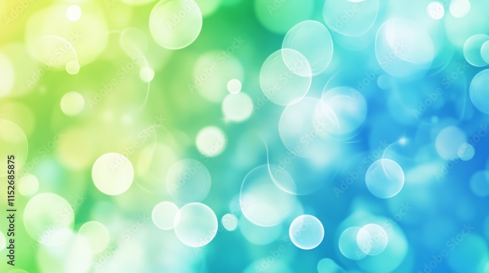 Fototapeta premium Soft Colorful Bokeh Background with Gradients in Green and Blue Tones, Perfect for Use in Modern Design, Invitations, Presentations, or Digital Artwork