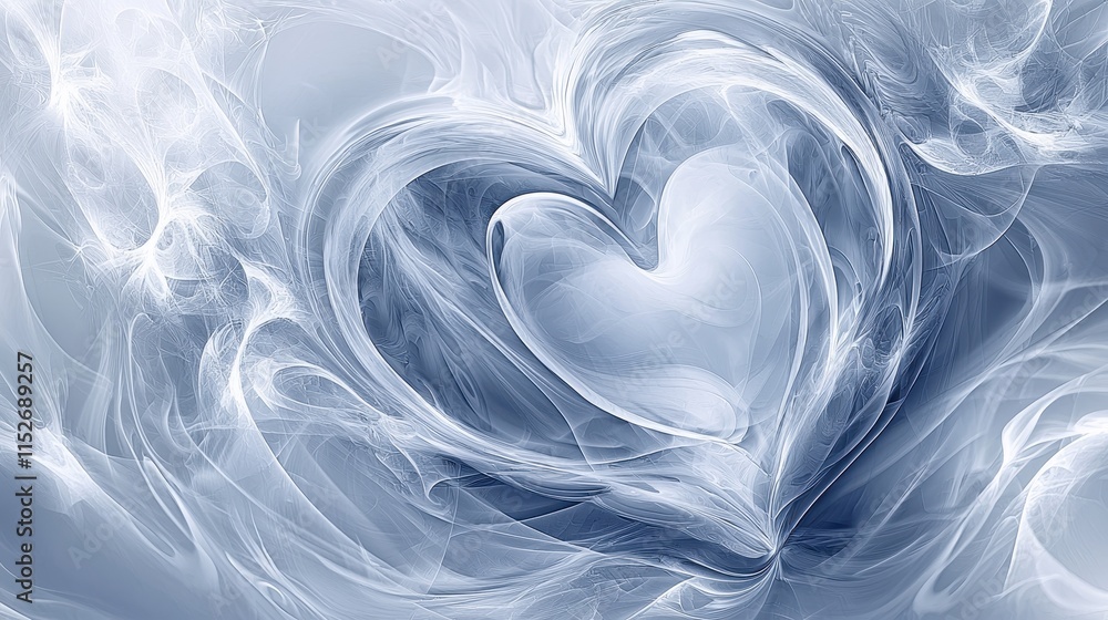 Fototapeta premium Soft glowing heart with abstract swirls in light tones