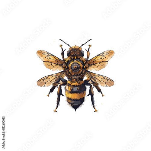Bee steampunk logo design vector illustration template