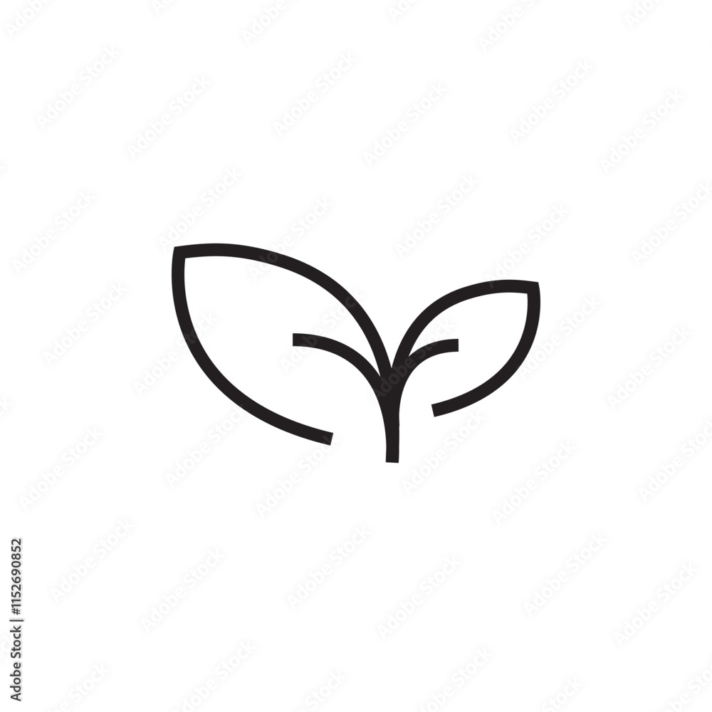 plant leaf sustainability environment care outline stroke icon vector eps