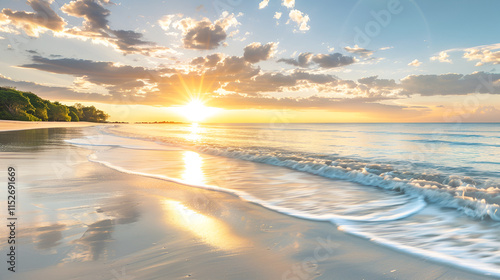 Marvelous Sunrise on a Tranquil Beach for a Perfect Holiday

 photo