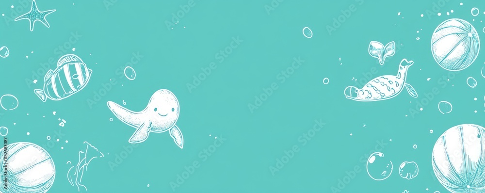 A whimsical underwater scene featuring playful sea creatures and bubbles. A whimsical underwater scene featuring playful sea creatures and bubbles.