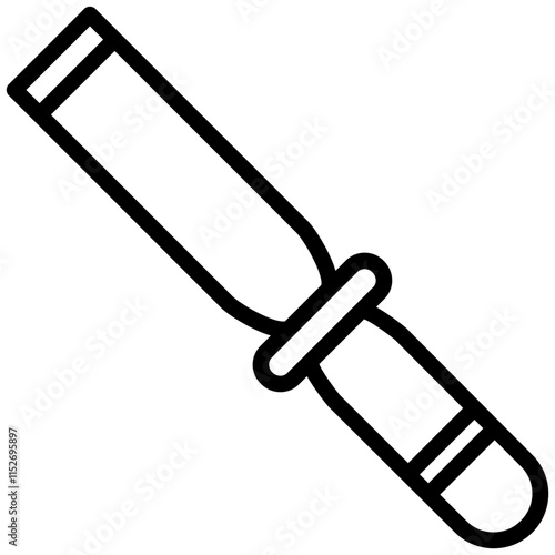 Chisel Outline Icon, Black And White Outline Icon Symbol Vector