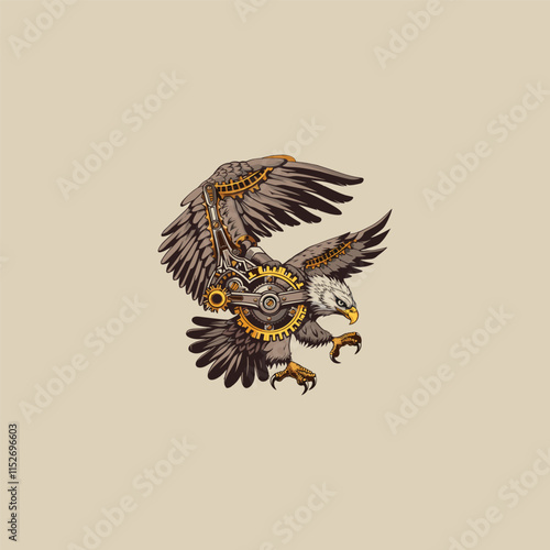 Eagle steampunk logo design vector illustration template