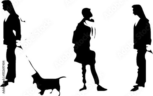 Vector sketch illustration silhouette drawing design of people's activities with activities for design completeness 