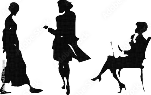 Vector sketch illustration silhouette drawing design of people's activities with activities for design completeness 