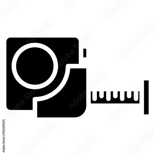 Measuring Tape Glyph Icon, Black And White Glyph Icon Symbol Vector