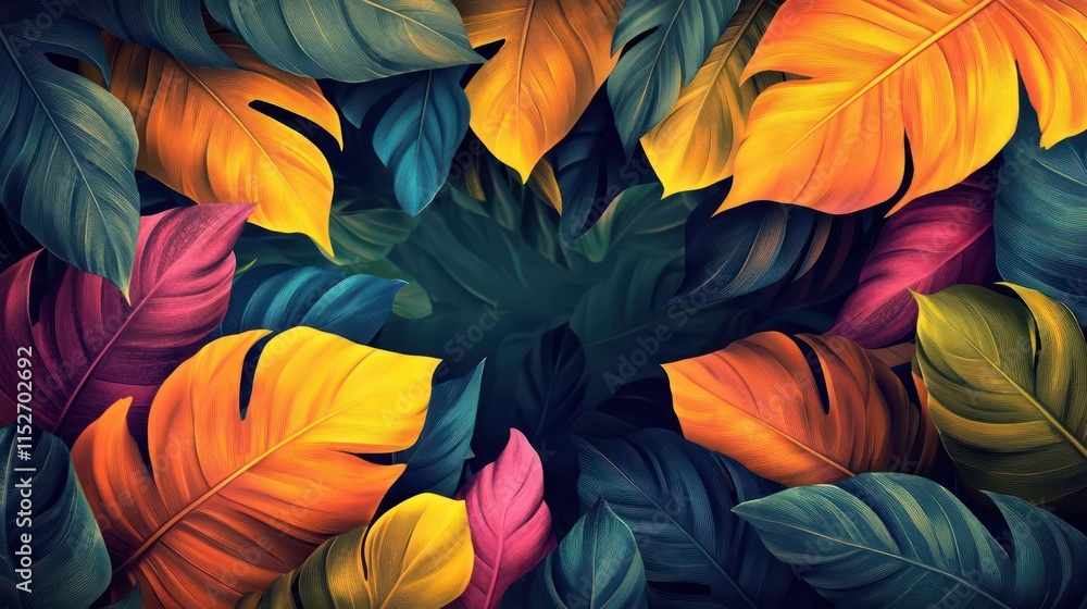 A vibrant collection of autumn leaves in various shades of orange and yellow forming a radiant center. A vibrant collection of autumn leaves in various shades of orange and yellow forming a radiant center.