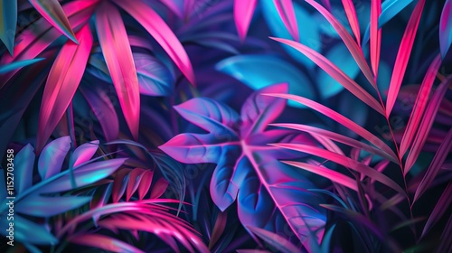 Wallpaper Mural Neon Tropical Foliage Torontodigital.ca