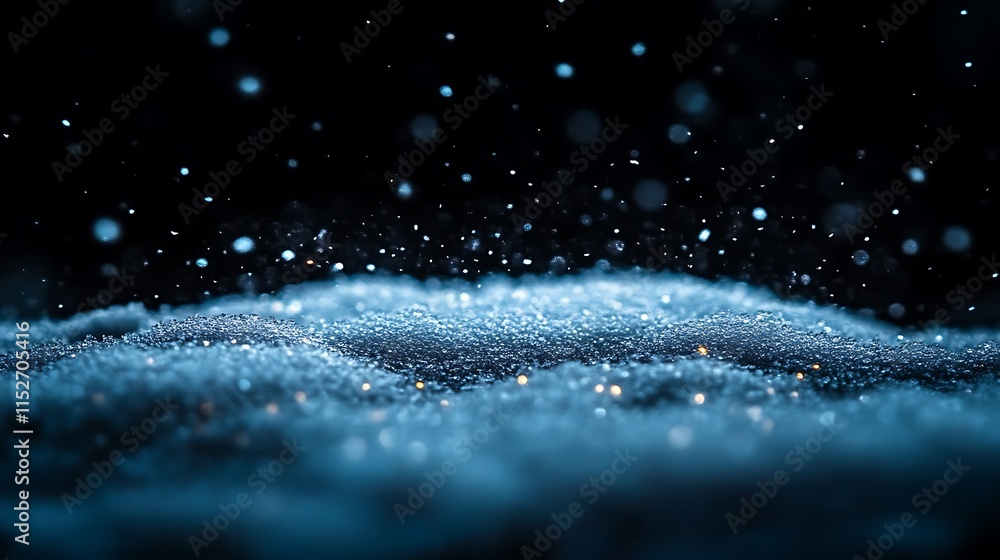 Sparkling Blue Snow Falling On Dark Background Sparkling Blue Snow Falling On Dark Background