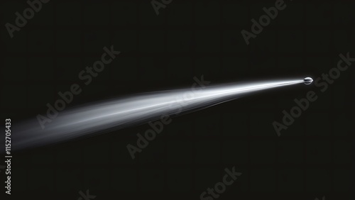 A sleek comet with a long, clean white trail cutting diagonally across a dark gradient background.
