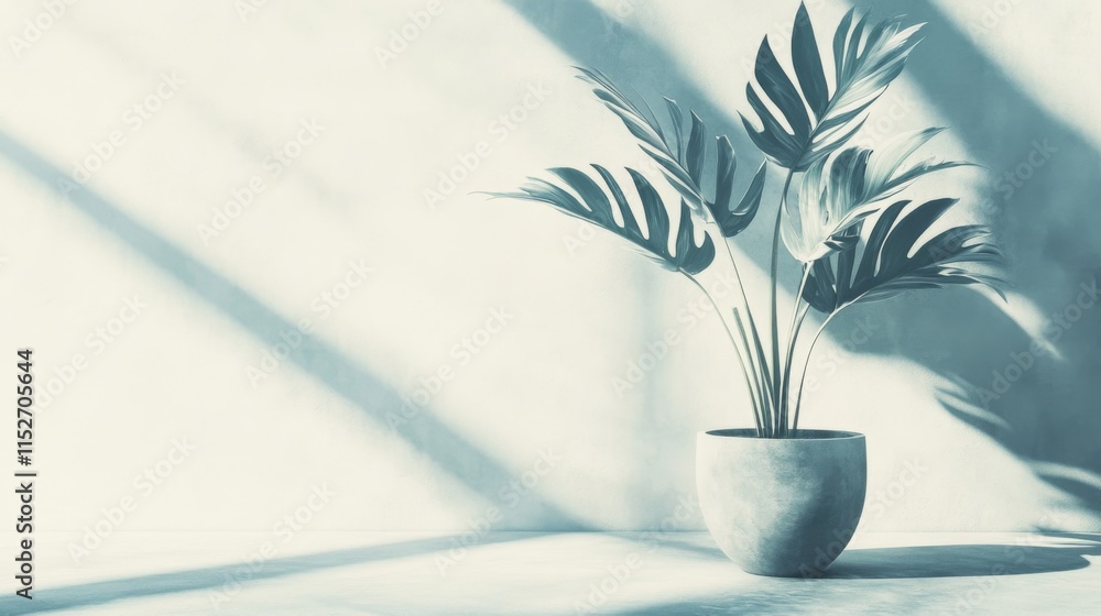 Minimalist Plant in Soft Light on White Background Minimalist Plant in Soft Light on White Background
