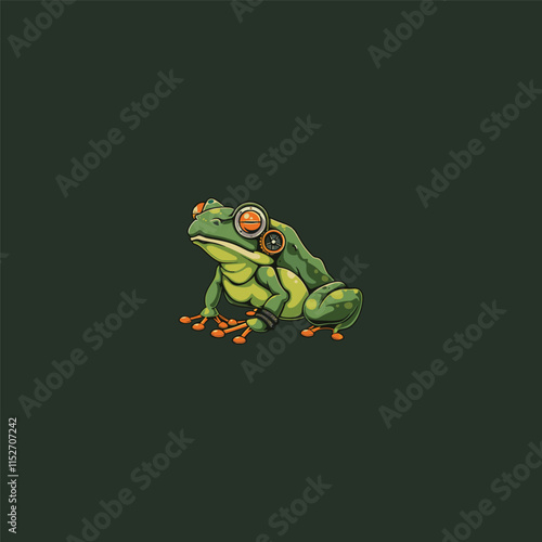 Frog steampunk logo design vector illustration template