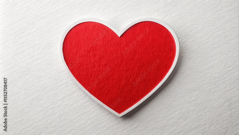 Obraz premium A red heart shape sticker isolated on a white background with subtle texture and slight blur effect, conveying a sense of simplicity and elegance , minimalist art, simple design