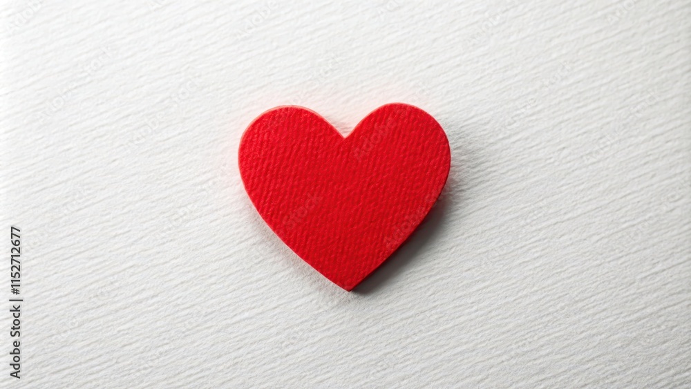 A small red heart shape sticker isolated on a white background with subtle texture, showcasing its simple and bold design, sticker, minimalist design A small red heart shape sticker isolated on a white background with subtle texture, showcasing its simple and bold design, sticker, minimalist design