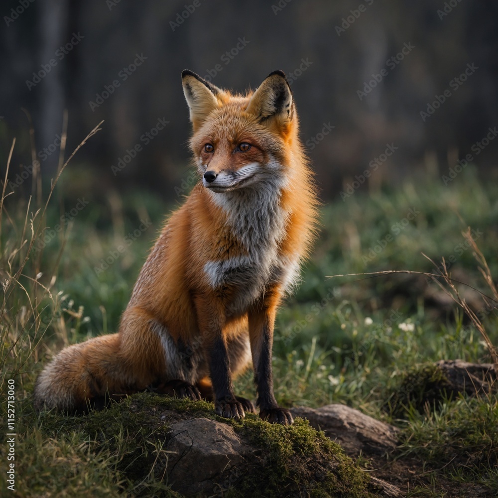 A curious red fox sitting upright, isolated on a transparent background. A curious red fox sitting upright, isolated on a transparent background.