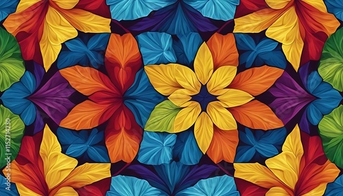 Wallpaper Mural Vibrant Rainbow Floral Kaleidoscope Pattern Design Torontodigital.ca