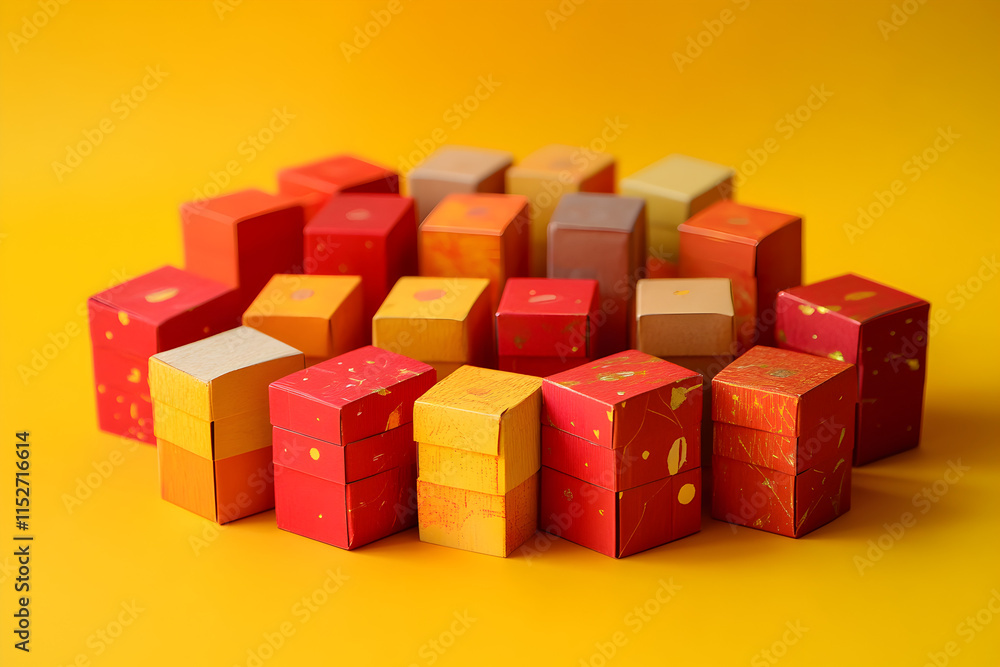 Creative arrangement of colorful paper boxes studio photography vibrant unique abstract art Creative arrangement of colorful paper boxes studio photography vibrant unique abstract art