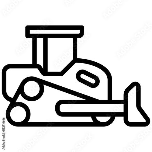 Bulldozer Outline Icon - Heavy Machinery Outline Icon