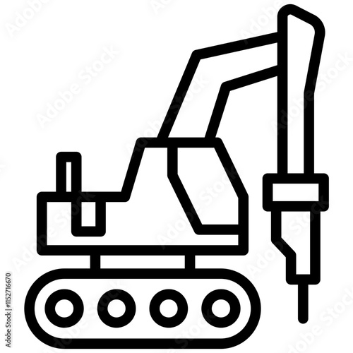 Hydraulic Breaker Outline Icon - Heavy Machinery Outline Icon