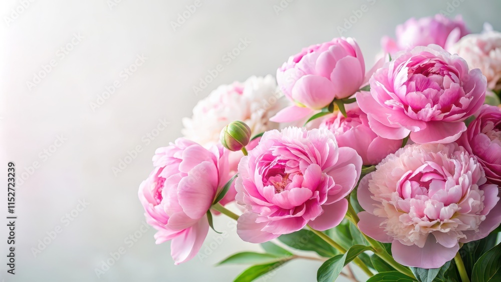 Delicate Pink Peonies against Soft White Background, background, natural, background, natural, outdoor, simple Delicate Pink Peonies against Soft White Background, background, natural, background, natural, outdoor, simple