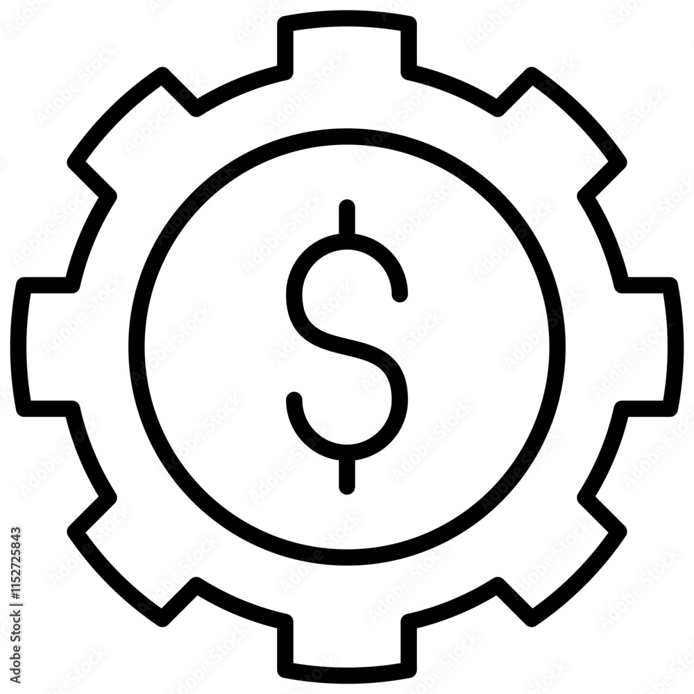 Dollar Gear Outline Icon, Banking and financial Concept Dollar Gear Outline Icon, Banking and financial Concept
