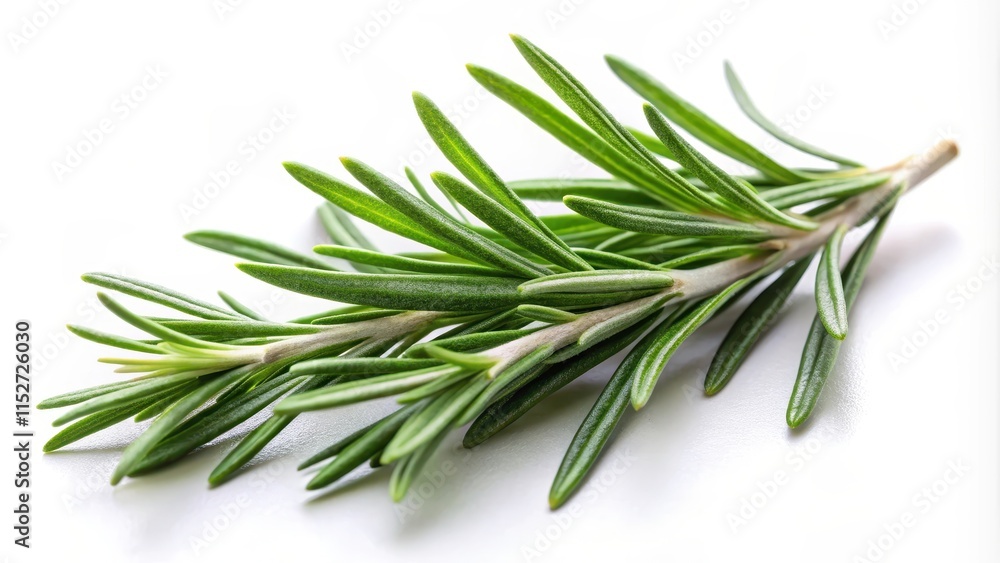 Fresh rosemary sprig with silvery-green leaves, slightly curled and compact Fresh rosemary sprig with silvery-green leaves, slightly curled and compact