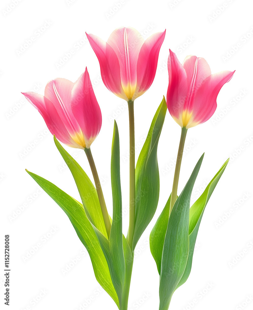 High-Quality PNG Bouquet of three pink tulips close-up Isolated on White Background – High Resolution High-Quality PNG Bouquet of three pink tulips close-up Isolated on White Background – High Resolution