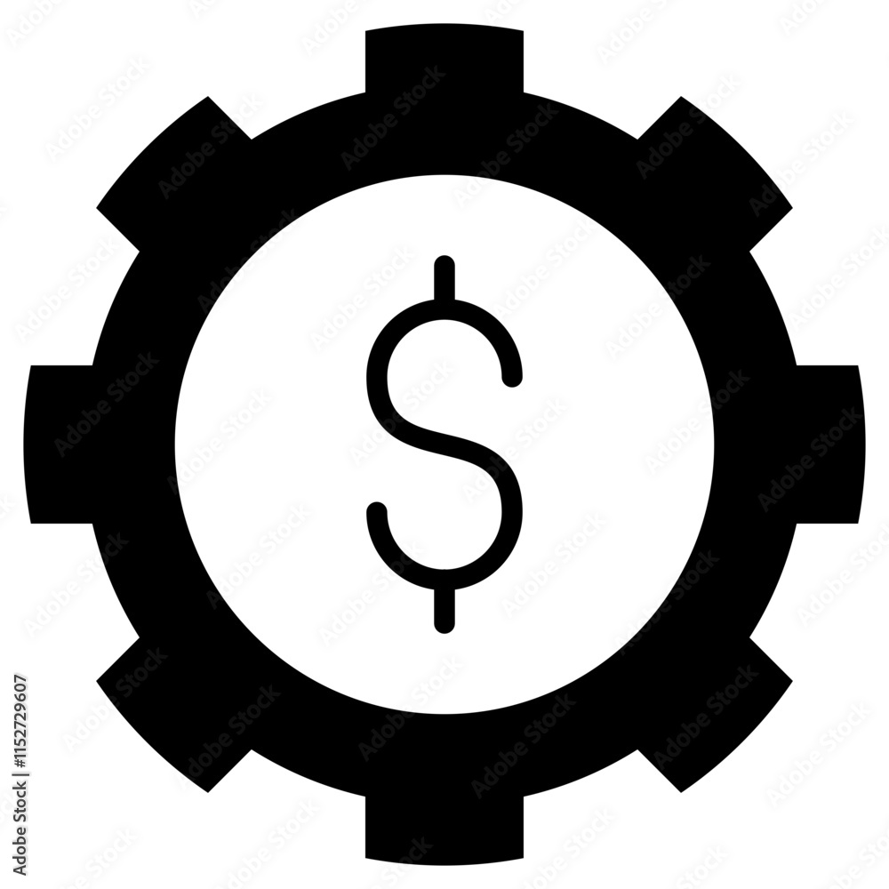 Dollar Gear Glyph Icon, Banking and financial Concept Dollar Gear Glyph Icon, Banking and financial Concept