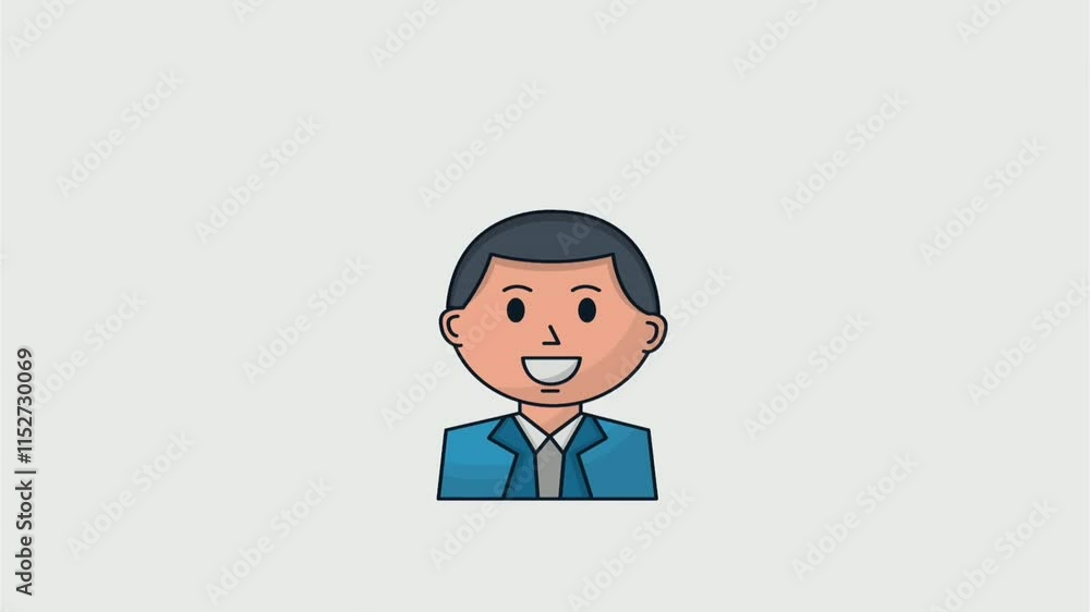 Smiling businessman portrait character animation hd Smiling businessman portrait character animation hd