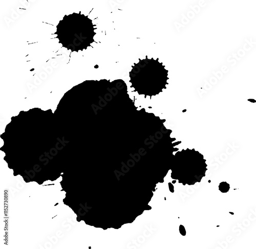 black ink brushed painting splash splatter grunge graphic element