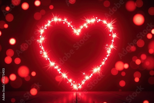 Illuminating Love: A Radiant Red Heart Shaped Light Display Perfect for Romantic Celebrations, Valentine's Day, or Anniversary Decorations